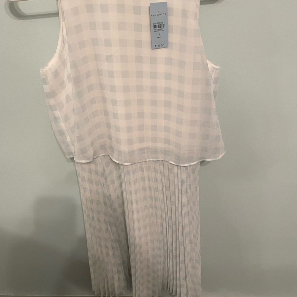 Ann Taylor Ivory Checkered Dress